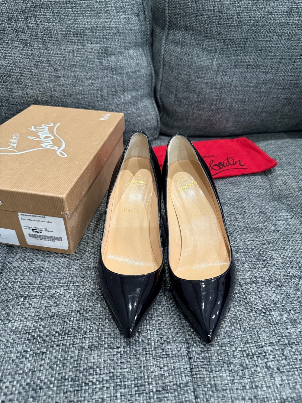 Christian Louboutin Black Patent 85mm Pumps size 38.5, READ DESCRIPTION - Picture 2 of 10